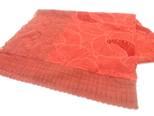 ビロードレース波に花模様ショール